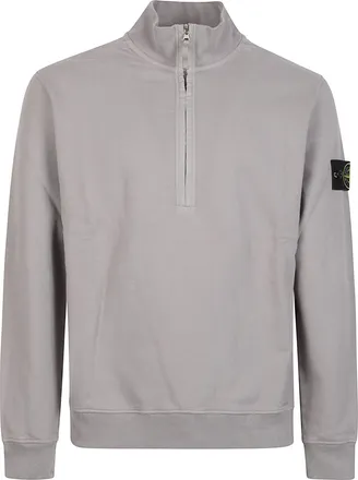 Stone Island Half-Zip Stand Collar Cotton Sweatshirt