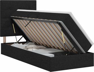 vidaXL Cama Con Almacenamiento Y Colch&oacute;n Negro 100 X 200 Cm Tela Vidaxl