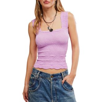 Free People Love Letter Floral Knit Camisole in Fp Bubble Tea at Nordstrom, Size X-Small