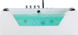 Beliani Beliani - Ba&ntilde;era De Hidromasaje Blanco Plata Con Led De Acr&iacute;lico Sanitario Y Vidrio Individual 160 X 76 Cm Samana