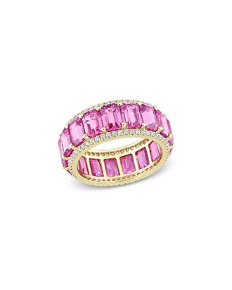 Rina Limor 14K 12.55 Ct. Tw. Diamond & Pink Sapphire Eternity Ring