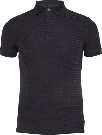 Emporio Armani patterned-jacquard polo shirt - Blue