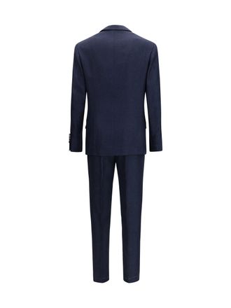Brunello Cucinelli Mens Two-Piece Single-Breasted Suit Navy Wool Ovis Aries; Linen; Silk Suits