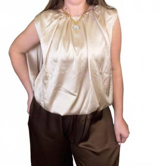 Wishlist Sleeveless Satin Blouse In Champagne
