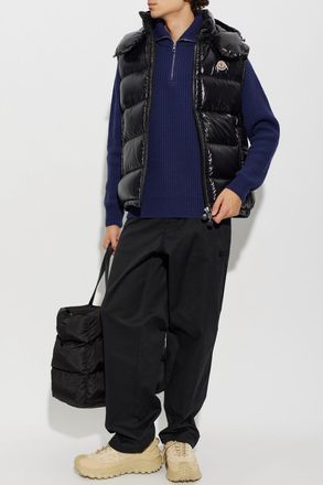 Moncler Quilted Vest With Detachable Hood, Mens, Black