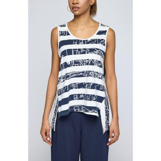 Luukaa D'Celli Ondine Striped High-Low Top in Navy at Nordstrom, Size 12