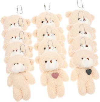 UPKOCH 12Pcs Plush Bear Pendant Keychain Soft Mini Bear Decor for Valentines Birthday Party Gift Backpack Charm DIY Ornament