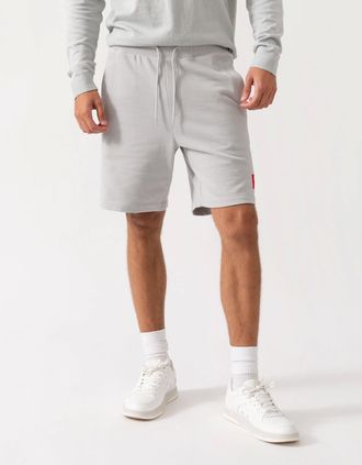 HUGO BOSS Mens HUGO Diz222 Mens Cotton Terry Shorts with Logo Label - Light/Pastel Grey 050 - Size: 37/36/32