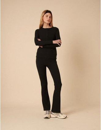 Nobody's Child Womens Henley Tee - Black - Size: 10