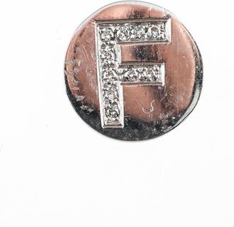 Spallanzani Sterling Silver Diamond Initial F Letter Magnetic Round Charm