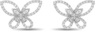Luxury Bazaar 18K White Gold 0.85ct Diamond Butterfly Earrings AER-16725