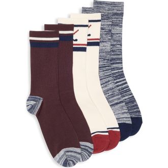 Nordstrom Rack Conversational Sporty 3-Pack Assorted Crew Socks in White Burgundy Golf at Nordstrom Rack