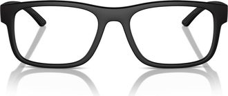 Prada 54mm Rectangular Optical Glasses in Black Rubber at Nordstrom