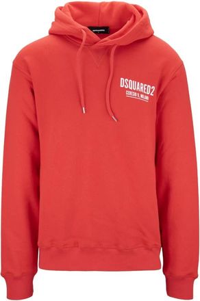 Dsquared2 Hoodie van katoen met trekkoord - Heren - Hoodies - Rood - L - Katoen - Hoodies & sweatvesten
