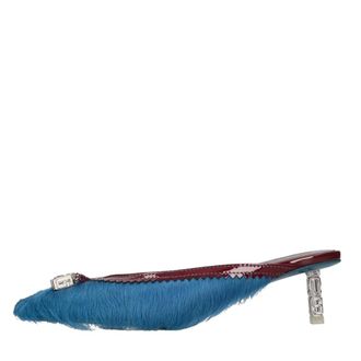 GCDS Gcds, Schoenen, Dames, Blauw, 36 EU, Leer, Pony Skin Sabot