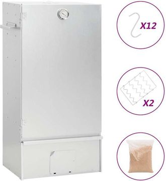 vidaXL vidaXL Forno Affumicatore BBQ Trucioli Legno 44,5x29x83cm Acciaio Inox