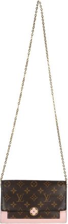 Louis Vuitton Pink Leather & Canvas Rose Ballerine Monogram Flore Chain Wallet (Authentic Pre-Loved)