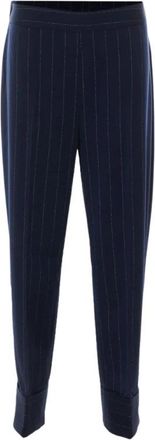 Liu Jo Broek met krijtstreep - Dames - Broeken - Blauw - XL - Leer - Broeken