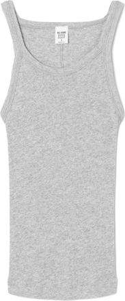Re/Done ribbed knit tank top - women - Recycled Polyester/Recycled Cotton - L - Grey