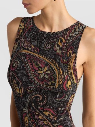 Etro ribbed sleeveless paisley floral maxi dress