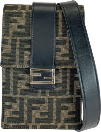 Fendi Brown Zucca Leather Pochette Shoulder Bag (Pre-Owned)