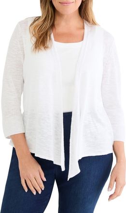 Nic+Zoe Slub Knit Linen Blend 4-Way Cardigan in Paper White at Nordstrom, Size 1X