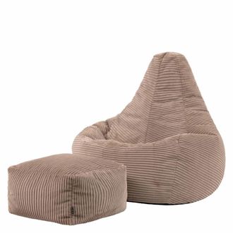 Icon Brand Puf reclinable con reposapi&eacute;s en respaldo alto y pana marr&oacute;n moca