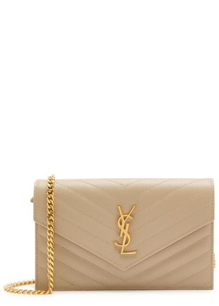 Saint Laurent Quilted Leather Wallet-on-chain - Beige - One Size