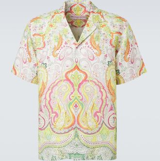 Orlebar Brown Maitan printed linen bowling shirt