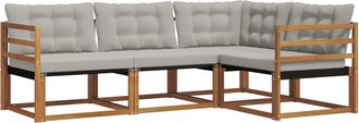 vidaXL Conjunto De Sof&aacute;s De Exterior 4 Uds. Gris Natural Y Claro Vidaxl