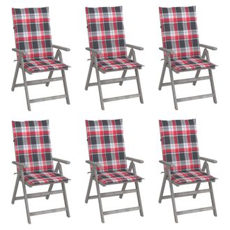 vidaXL Sedie Da Giardino Reclinabili 6 Pz Con Cuscini Massello Acacia Vidaxl