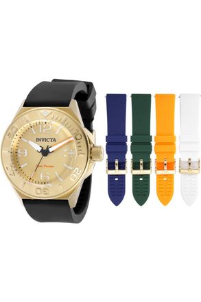 Invicta Ocean Predator 49473 Herenhorloge - Quartz Uurwerk - Roestvrij Staal met Gouden Wijzerplaat - 43 mm - Met extra banden