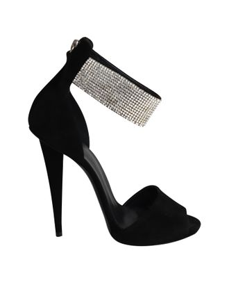 Giuseppe Zanotti Giuseppe Zanotti Kristallen Kraag Hoge Hakken Sandalen in Zwart Su&egrave;de