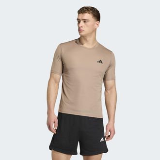 adidas T-Shirt ADIDAS PERFORMANCE WORKOUT ESSENTIALS BASE, Herren, Gr. XXL, chalky braun, Obermaterial: 100% Polyester, Rundhals, Shirts T-Shirt, regul&auml;re Pa