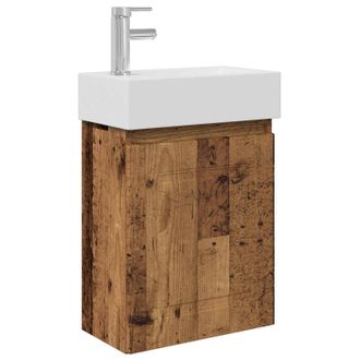 vidaXL M&oacute;dulo De Ba&ntilde;o Con Grifer&iacute;a Madera Envejecida Vidaxl