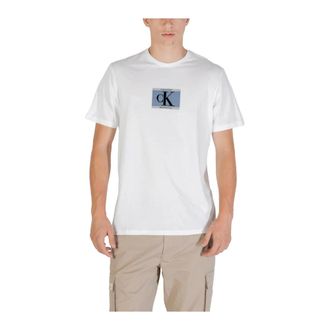 Calvin Klein T-Shirts, male, White, Size: 2XL White Print Short Sleeve T-Shirt