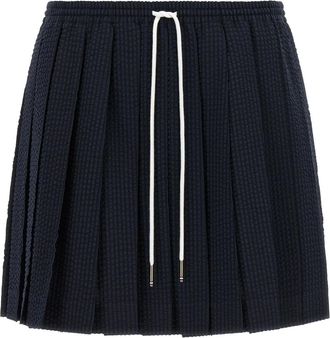 Thom Browne Gestreept mini-rok van wol-seersucker - Dames - Korte rokken - Blauw - XS - Wol - Rokken