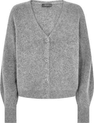 Mos Mosh Grijze V-hals Gebreide Vest - Dames - Vesten - Grijs - XS - Wol - Truien & Vesten