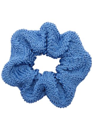 Hunza G Glittered Seersucker Scrunchie - Mid Blu