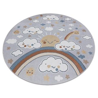 RugsX Rugsx - Alfombra Bono 8437 C&iacute;rculo Nubes, Cielo, Gris Claro / Crema Grey Circulo 120 Cm