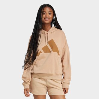 adidas Kapuzensweatshirt ADIDAS SPORTSWEAR W BL FT HD, Damen, Gr. XS, braun (warm sandstone, braun desert), Obermaterial: 55% Baumwolle, 36% Polyester, 9% Vi