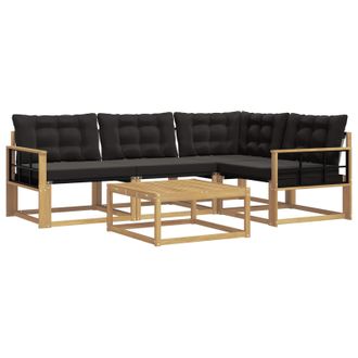 vidaXL Conjunto De Sof&aacute;s De Exterior 5 Pcs Blanco Y Negro Vidaxl