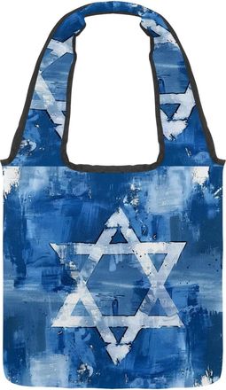 Generic Artistic Stars Flag Reversible Canvas Shoulder Tote - Double-Sided Print, 12oz Cotton, 27cm Drop, Fold-Flat Bag for Travel, Shopping, Street Outings