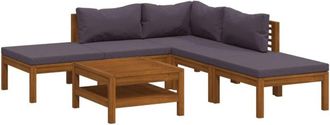 vidaXL Vidaxl - Muebles De Jard&iacute;n 6 Pzas Cojines Madera Maciza De Acacia