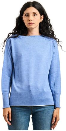 Pennyblack Truien & Vesten, Dames, Blauw, L, Blauwe Trui met Geribbelde Ronde Hals