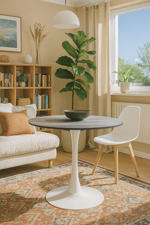 Regalos Miguel Estilo N&oacute;rdico - Mesa Kolio 80 Cm M&aacute;rmol - Blanco