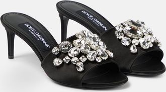 Dolce & Gabbana Crystal-embellished satin mules