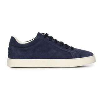 Tod's Tods, Sneakers, male, Blue, Size: 10 1/2 US Logo-embossed Suede Low-top Sneakers
