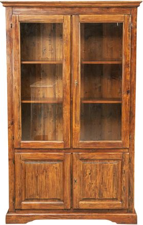 Biscottini International Vitrina Country De Madera Maciza Acabado Con Efecto Nogal 120x37x197 Cm