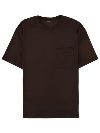 Christophe Lemaire Solid Brown Cotton-Linen Chest Pocket T-Shirt
